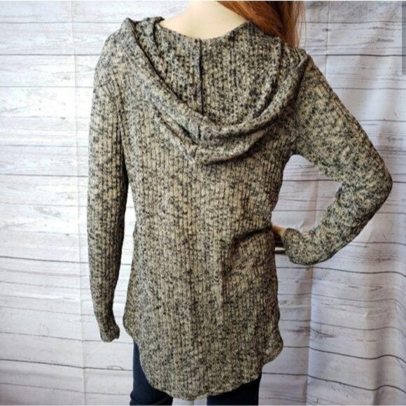 SJS Womens hooded Heathered ribbed Knit Long Sleeve Hoodie size M - Picture 3 of 8